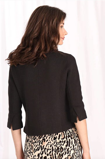 Minnie Rose Cotton Blend Shrunken (Knit yet fully constructed)Blazer, Black