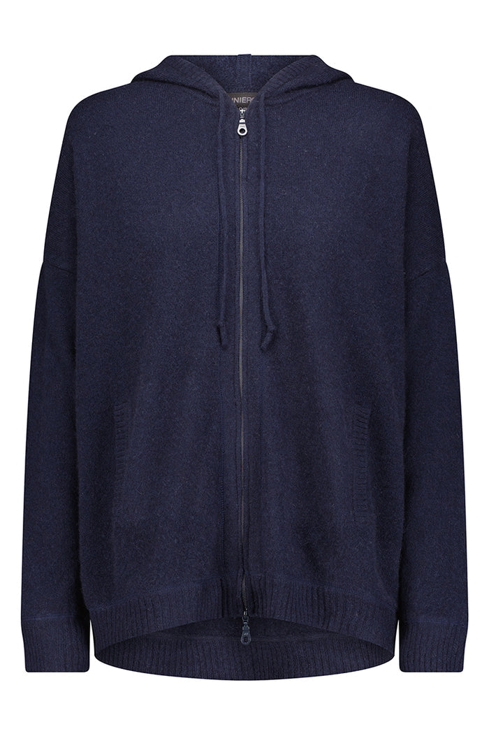 Minnie Rose Cashmere Oversized Zip Hoodie, Navy