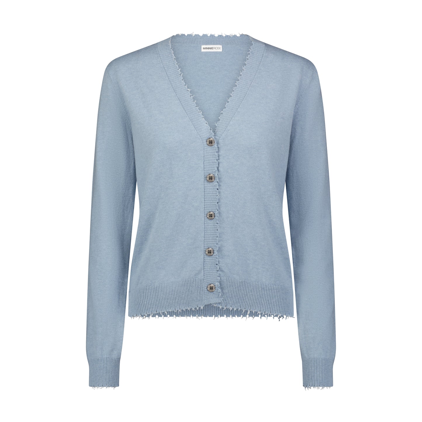 Minnie Rose Cotton Cashmere Frayed Cardigan