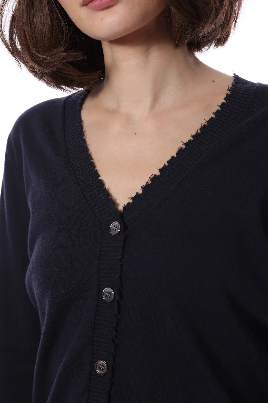 Cotton Cashmere Frayed Cardi