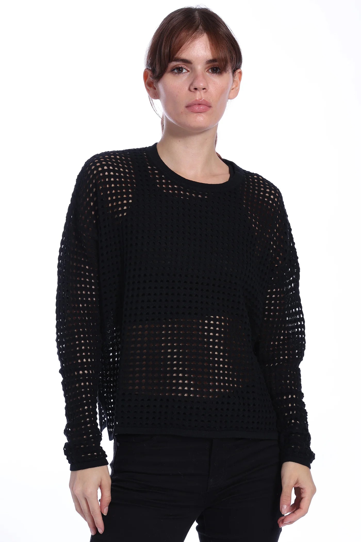 Cotton Cash Open Stitch Pullover