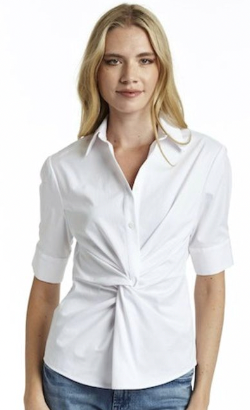Drew Hailey Twisted Blouse, White