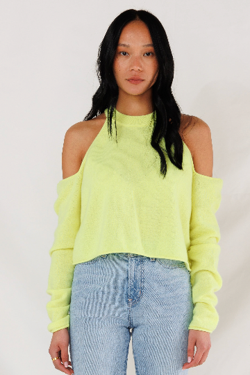 Cashmere Cassie Cold Shoulder Pullover, Limoncello