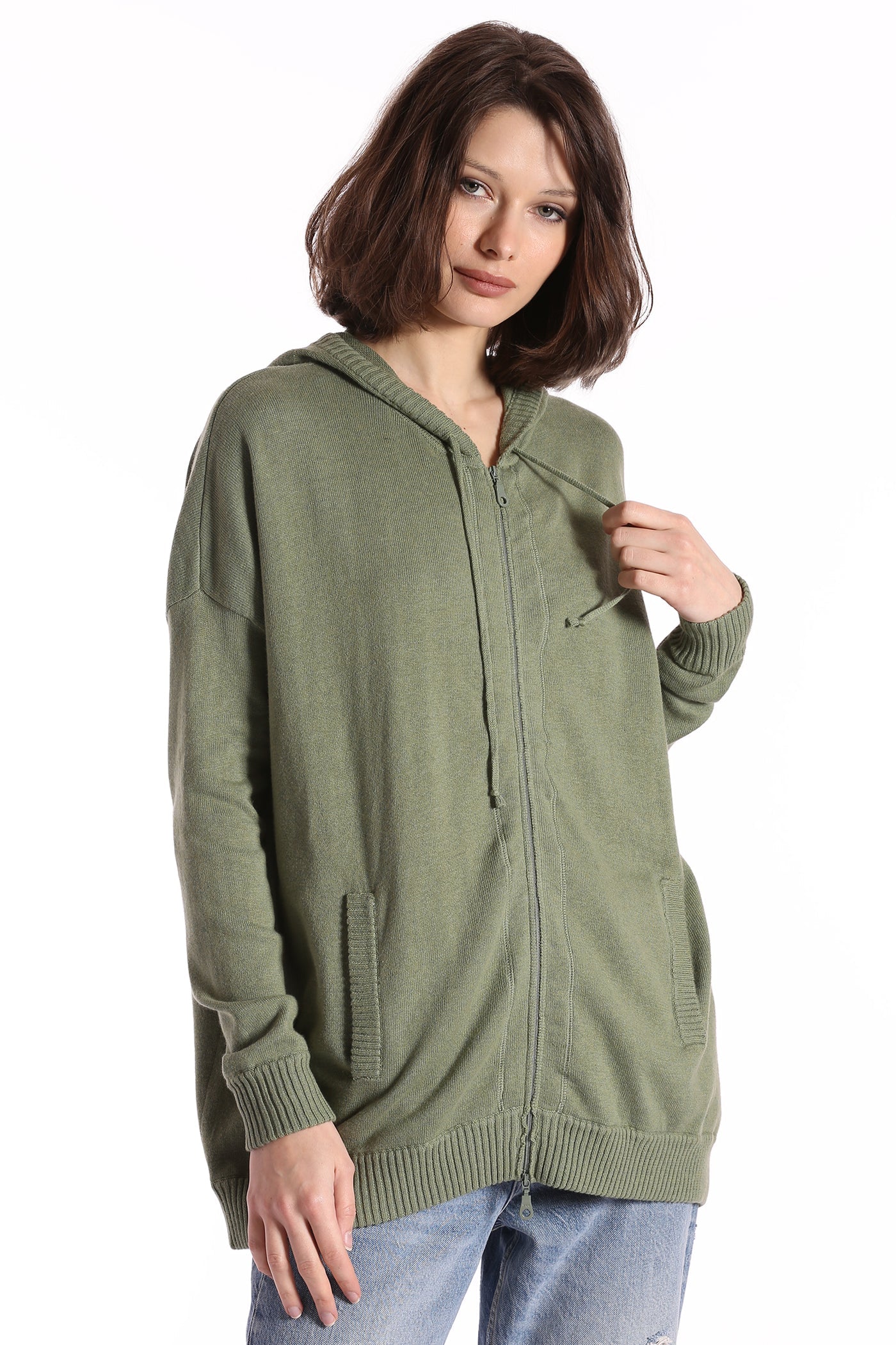 Cashmere Oversized Zip Hoodie-Garden Grove