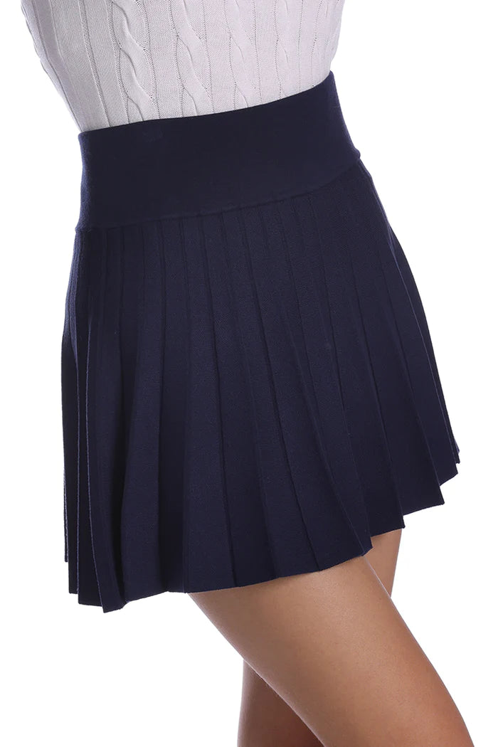 Viscose Pleated Skort- Navy
