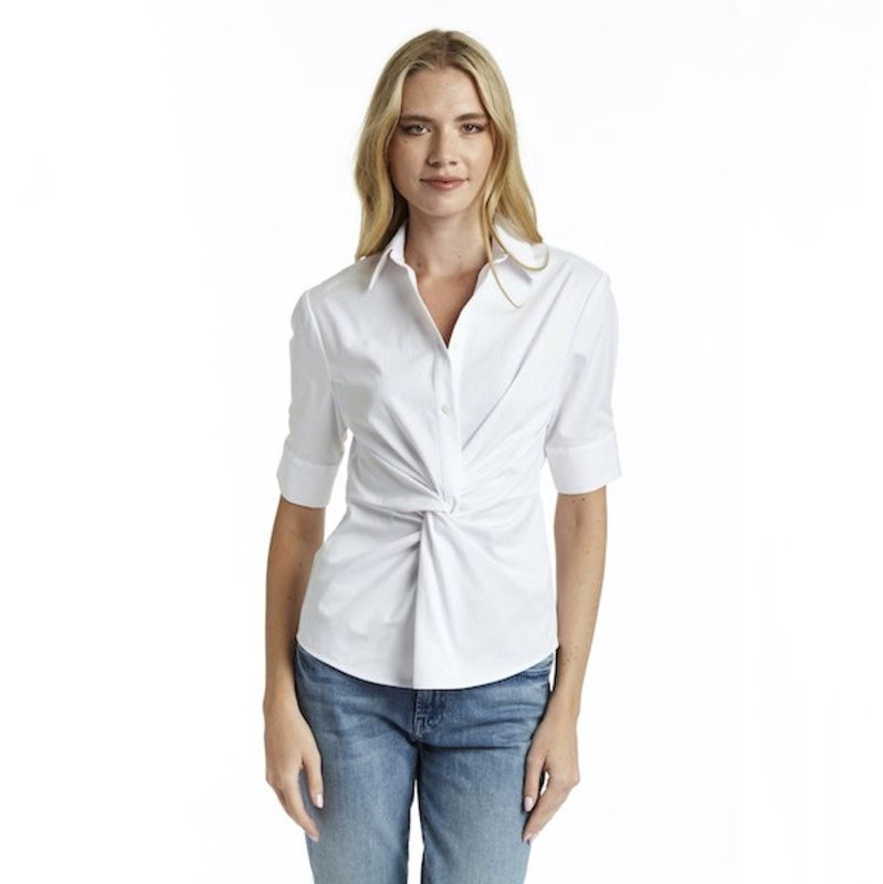 Drew Hailey Twisted Blouse, White
